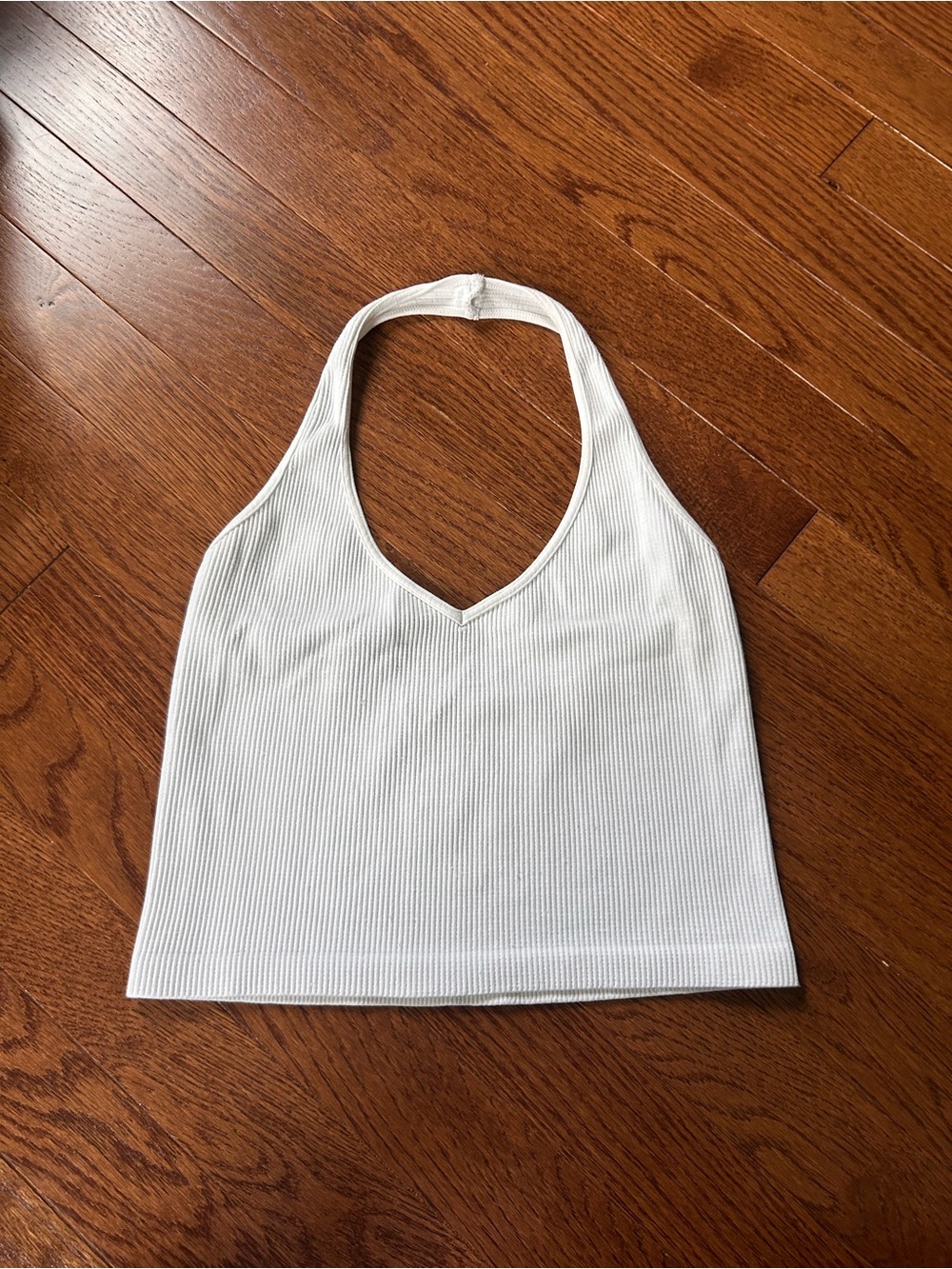Full Tilt White Ribbed Halter Tank